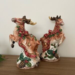 Fitz and Floyd Reindeer Candleholders 1993